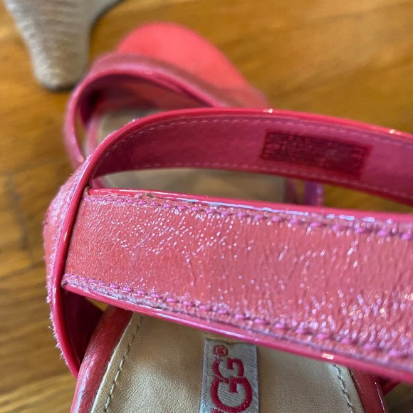 UGG Australia Hot Pink Jackilyn Leather Platform Espadrille Sandals Size 7 - Picture 4 of 11
